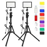 2 Pack 70 LED Video Light with 62.99'' Tripod Stand/Color Filters, Obeamiu 5600K USB Studio Lights Shooting Kit for Photography Lighting, Zoom Call Lighting, Live Streaming, Video Conferencing