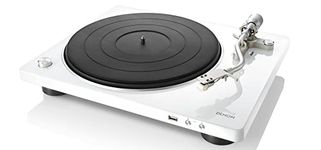 Denon Record Player for Vinyl Records, Vinyl Turntable with USB port, MP3 & WAV, 33/45/78 RPM, Built-in Phono Equalizer, Including Removable Dust Cover & MM Cartridge, MC Compatible, White