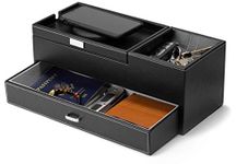 HOUNDSBAY Captain Dresser & Nightstand Valet Organizer Storage Box with Catchall and Charging Station (Black)