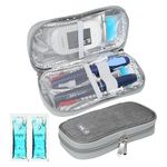 YOUSHARES Insulin Travel Case Cooler with 2 Ice Packs - Travel Ice Pack for Diabetic Organize Supplies Insulated Cooling Bag Diabetes Bags (Gray)