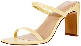 The Drop Women's Avery Square Toe Two Strap High Heeled Sandal, Pastel Yellow, 7.5 UK