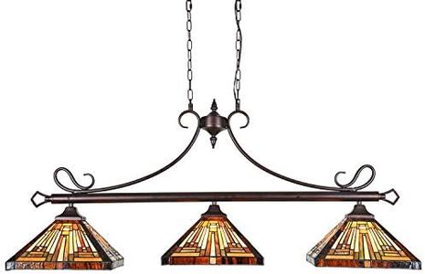 Capulina Tiffany Lamp Amber Brown Stained Glass Pool Table Light Chandelier