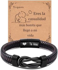 CheersLife Pulsera de los Hombres Ilimitado Nudo Grabado de Acero Inoxidable Trenzado Pulsera de Cuero Para El Novio Marido Día de San Valentín Navidad Cumpleaños Regalo Pareja Hombres