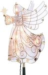 White and Gold Angel Light Up Christmas Tree Topper with 10 Lights 11 Inch Tall