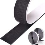 Royalkart Hook & Loop Tape Roll Strips with Adhesive Back Mounting Tape for Picture & Tools Hanging Pedal Board Fastening (25m Hook + 25m Loop) Black Stick-On Tape (Black)