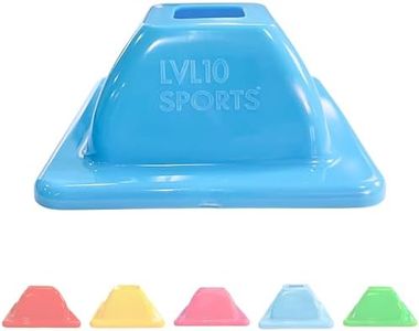 LVL10 Pro Training Cones - 2" Flat Cones for Sports Training, Football Cones for Drills and More - Mini Soccer Cones That Won't Crack, Slide or Fly - 50 Neon Blue Cones