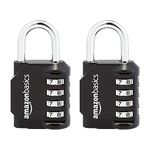 Amazon Basics 4-Digit Combination Padlock, Black, 2-Pack