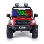 Kawaii Kids 4 x 4 Electric Battery Operated Big Size Jeep - Electric Car for Kids - Ride on Toy Car with Bluetooth Music & Winidshield Lights for Kids (2 to 8 Years) - (Painted RED)