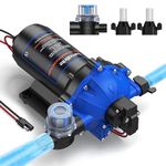 LumaBrite 12V DC Water Pump, 7.0GPM 70PSI RV Fresh Caravan Water Pump Five Chamber Self-Priming Diaphragm Pump with Heavy Duty Pressure Switch and Strainer for RV, Marine, Yacht, Caravan