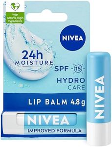 NIVEA Lip Balm Hydro Care with SPF 15 (4.8g), Hydrating Lip Balm with Shea Butter, Natural Oils and Vitamins, Provides 24 Hour Moisture and Protection, Lip Care