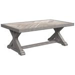 Signature Design by Ashley - Beachcroft Outdoor Rectangular Cocktail Table - Coffee Table - Porcelain Top - Beige