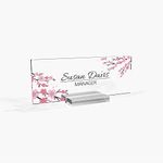 Personalized nameplate Desk Decor Office Unique Gift Custom Logo tech Desk Custom Name Plate for him and her Occasion Gift for teacher frineds (8"x2.5") (cherry blossom)