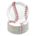 CONEHOY 100 Pcs Baseball Plates - 7 Inch Baseball Dinner Plate - Paper Dessert Dishes Plates - Disposable Tableware Plates for Baseball Themed Party Sports Party Decoration Baseball Party Supplies