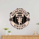 TenorArts Manchester United Merchandise Wooden Logo Crest Wall Hanging Accessories Decor Art Piece with Matt Finish Wooden Texture (12 inches x 12 inches)