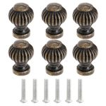 Dophee 6PCS Vintage Cabinet Knobs, Antique Brass Round Pumpkin Knobs Kitchen Cupboard Handles for TV Bathroom Cabinets Wardrobes Jewelry Box