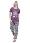 Litelooks Women's Premium Cotton Print Night Suits – Comfortable & Stylish Pajama Set with Pockets (PURPLEANIMALS, 2XL)