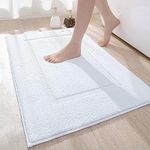 DEXI Bath Mat 40 x 60 cm, Non Slip Bathroom Mat, Soft Microfiber and Super Absorbent Bath Mats for Bathroom, Machine-Washable Bathroom Rug, White