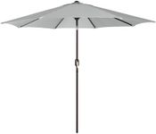 Blissun 9' Outdoor Patio Umbrella, Outdoor Table Umbrella, Yard Umbrella, Market Umbrella with 8 Sturdy Ribs, Push Button Tilt and Crank (Grey)