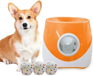 Gziztx Automatic Dog Ball Launcher, Interactive Ball Thrower for Small & Medium Dogs, 3 Adjustable Distance 19-45FT, Dog Toy Ball Throwing Machine with 3 Tennis Balls for Indoor/Outdoor