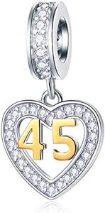 EMOSTAR 10 13 15 16 17 18 19 20 21 22 25 28 30 35 40 45 50 55 60 65 70 Birthday Charms fit European Bracelet Necklace, Dangle 18K Golden Number Heart Pendant with CZ, for Women/Men, Sterling Silver Cubic Zirconia gold plated, Cubic Zirconia