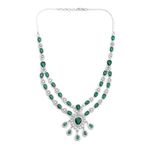 FANCYFIND American Diamond Studded Necklace With Earring | Rhodium-Plated American Diamond Studded Trendy Necklace Detailing Jewellery Set For Women And Girls (Heavy Design 2)