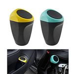 Lifreer 2PCS Auto Car Trash Rubbish Can Mini Dust Bin Garbage Can Waste Storage for Car Home Office Desktop（Yellow, Blue）