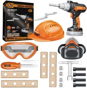 Pairez Toys Tool Sets for Kids 3-5, Electric Toy Drill & Helmet, Goggles, Mask, Construction Tools Play Set, Birthday Gifts for Boys & Girls Age 3 4 5+