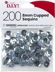 Cousin DIY Silver 8mm Cupped Sequins, 200pc