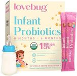 Lovebug Infant Probiotics 0-6 Months - USDA Organic Probiotics for Babies, Supports Baby Gas, Colic, Reflux, Diarrhea and Newborn Constipation Relief, Allergen & Sugar Free, Tasteless Powder, 30 Pack