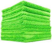The Rag Company - Creature Edgeless Auto Detailing Towels (10-Pack) Professional 70/30 Blend, Dual-Pile Plush Microfiber, Buffing & Polishing, 420gsm, 16in x 16in, Lime Green