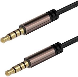 LoongGate AUX câble 4 pôles, 3,5 mm Nylon tressé sans enchevêtrement mâle auxiliaire à mâle stéréo Jack Cordon pour Voiture/Home stereos, Haut-Parleur, Casque (3M)