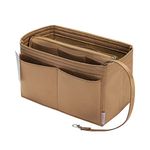 ZTUJO Purse Organizer Insert, Felt Bag Organizer with Metal Zipper, Handbag & Tote Shaper, For Speedy Neverfull Tote, 7 Sizes (Large, Silky Brown)