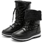 HEAWISH Women’s Winter Snow Boot Fur Lined Mid Calf Warm Boots, Black, 7