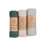 Meracorallo Muslin Swaddle Blanket Silky Soft Receiving Blanket Neutral Swaddle Wrap for Baby Boys and Girls, 30% Cotton + 70% Bamboo, 47 x 47 inches, Set of 3 Solid Color (Green+Beige+Gray)