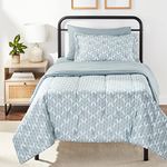 Amazon Basics 5 Piece Light-Weight Microfiber Bed-In-A-Bag Comforter Bedding Set, Twin/Twin XL, Gray Leaf, Printed