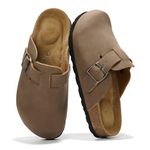 Project Cloud Women’s Genuine Suede Footbed Boston Clogs for Women - Memory Foam Arch Support Clog Slippers for Women - Trendy Slip-ons Women's Mules & Clogs Boston Sandals (Benton, Tan, 9)