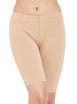 Clovia Women's Cotton Mid Waist Cycling Shorts with Inner Elastic (PN3352P24_Beige_M)