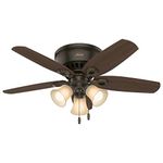 Hunter Fan Company, 51091, 42 inch Builder New Bronze Low Profile Ceiling Fan with LED Light Kit and Pull Chain