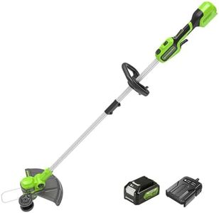 Greenworks 24V Cordless Strimmer Lawn Edger With Wheel For Medium Gardens, 33cm Cutting Width, Autofeed 2mm Nylon Line, 24V 4Ah Battery & Charger, 3 Year Guarantee GD24LT33K4