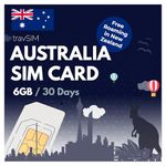 travSIM Australia SIM Card | 10GB Mobile Data at 4G/5G speeds | Free Roaming in New Zealand | Works on iOS & Android Devices | Plan on Australia SIM is Valid for 30 Days