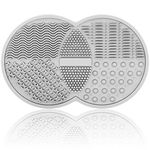 Makeup Brush Cleaning Mat, Silicone Makeup Brush Scrubber, Makeup Brush Cleaner Pad, Cosmetic Brush Cleaner, Brush Cleaning Pad, Suitable for Makeup Brush, Makeup Sponge, Powder Puff (Gray)