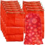 24 Pack 31'' x 20'' Mesh Onion Bags, Reusable Drawstring Fresh Produce Storage Bags for Onions, Vegetables, Potatoes, Citrus, Crawfish Firewood