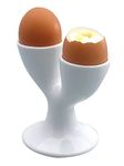 apollo THE HOUSEWARES BRAND Porcelain Egg Cup Double, Boiled Egg Holder for Breakfast, Size: 10x11x5cm, White