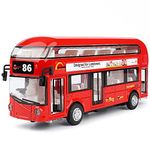 DEUSON ECOM Bus Toy Double Decker Bus Toys for Kids Bus Diecast Metal Alloy London Bus Light & Music Open Door Collection Bus Toys for Boy Kids