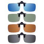LADEESSE 4-Pack Polarized Clip-On Sunglasses for Women Men,Over Prescription Glasses with UV Protection, Blue-brown-gery Green-black, 2.36* 1.57 Inch