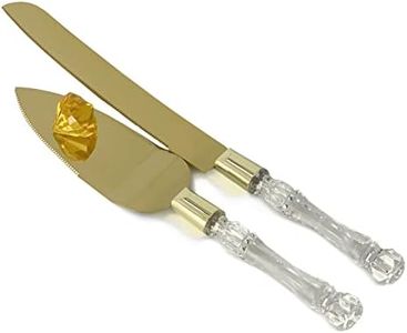 Adorox Wedding Cake Knife and Cake Cutter, Stainless Steel Cake Cutting Set,Cake Cutting Set for wedding, Cake Server and Knife Set for Birthday Party Christmas Gift (Gold)