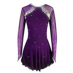 Dark Black Skating Skirt Lady's Skating Costume Girls Simple Generous Figure Skating Dress Women, Purple, X-Large