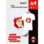 KOALA Premium Inkjet Iron On T Shirt Transfer Paper for White and Light Fabrics x 10 Sheets, A4. Vivid, Long-Lasting Images. Easy to Use