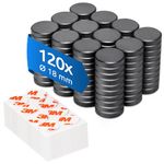 ECENCE Fridge Magnets, Ferrite Magnets for Whiteboard and Notice Board 120x D18x4mm strong adhesive incl. adhesive dots