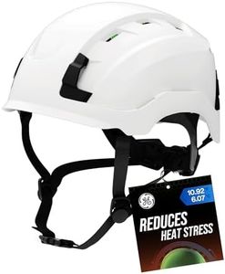 GE Safety Helmet, Impact Absorbing Tech, Adjustable Ratchet, ANSI Type 1, Memory Foam Padding, Hard Hats Protection, Lightweight, Durable, Chin Strap - White, Class C, Vented OSHA Approved